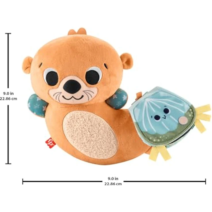 Fisher-Price Sensorik-Plüschspielzeug für Babys, Wippender 2-in-1-Otter mit Spielbuch, HXG96 – Bild 5