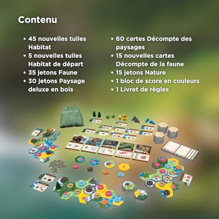 Lucky Duck Games Cascadia Extension Paysages, Erweiterung für strategisches Brettspiel mit Landschaften, Wildtierzählkarten und neuen Habitat-Ziegeln für bis zu 6 Spieler, französische Version – Bild 4