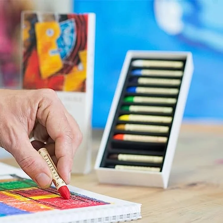 Sennelier Ölpastell-Set, 12 Stück, mehrfarbig, hochpigmentierte Ölkreiden für verschiedene Oberflächen – Bild 2