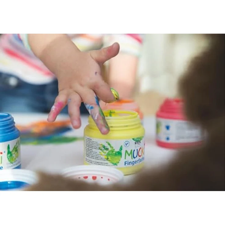 KREUL MUCKI Fingerfarbe rot, 750 ml, hochdeckend und vegan, für Kinder ab 2 Jahren – Bild 3