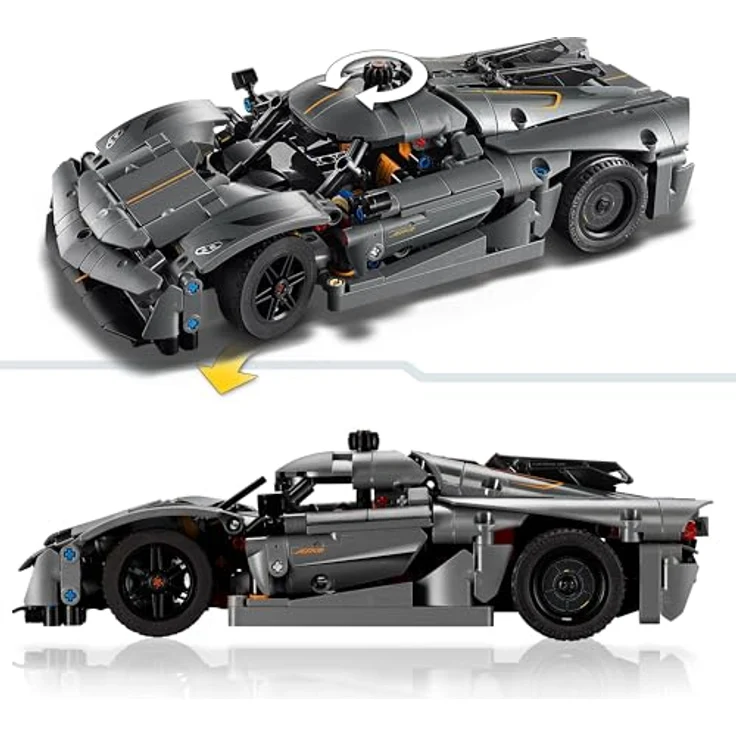 LEGO Technic Koenigsegg Jesko Absolut Supersportwagen in Grau, Bauspielzeug für Jungen und Mädchen, Spielzeugauto für Kinder, Geschenk für Autofans, Dekoration für das Kinderzimmer 42173 – Bild 4