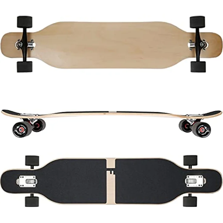 FunTomia Flex1 bis 122kg Camber Longboard, Ahornholz, symmetrisch gebaut, Nose- und Kicktail für Tricks, Aluminium Achsen, Drop-Through Montage – Bild 2