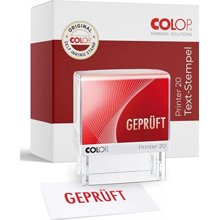 COLOP Stempel Printer 20/L Geprüft, Textstempel mit fertigem Lagertext, selbstfärbend – Bild 2