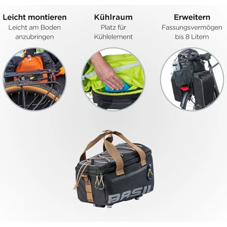 Basil Gepäckträgertasche MIK Miles black slate wasserdicht Größe 31x20x23cm 7 ltr. – Bild 3