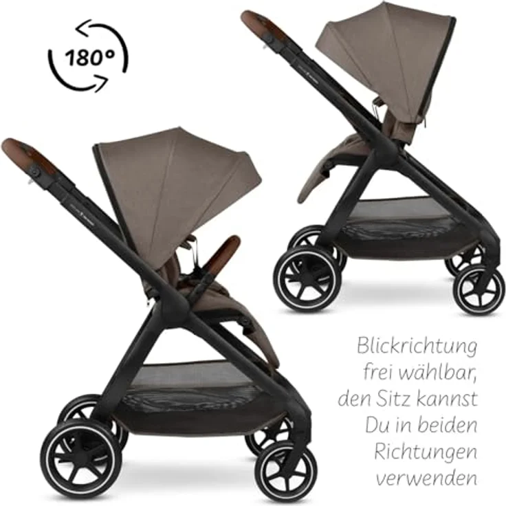 ABC Design City Life Kinderwagen / Buggy, leichter Kombikinderwagen mit 5-Punkt-Gurt, höhenverstellbarem Teleskopgriff und UV-Schutz 50+, Farbe: Nature – Bild 6