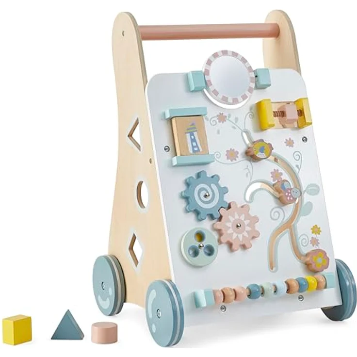 Bayer Chic 2000 Lauflernwagen aus Holz, bunt, mit Motorikspielzeug, gummierten Holzrädern, Activity-Walker, 435-10 – Bild 2