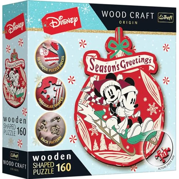 Trefl 20192 Woodcraft Mickey Mouse Konturenpuzzle aus Holz, Mehrfarbig – Bild 1