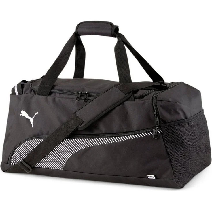PUMA Sporttasche FUNDAMENTALS SPORTS BAG M, mit mehreren Reißverschlussfächern und gepolsterten Trägern, schwarz