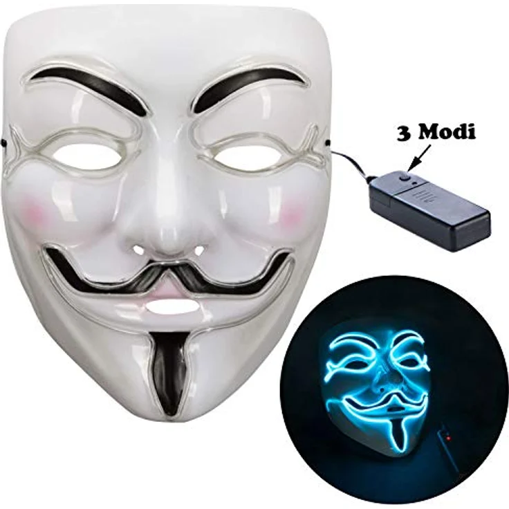 GOODS+GADGETS LED Anonymous Maske - beleuchtete V wie for Vendetta Guy Fawkes ACTA Mask – Bild 3