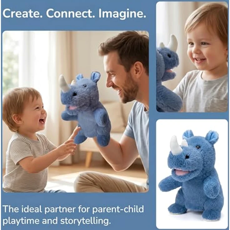 LOMTRATS Tierhandpuppen Set 2026, Wolf, Tiger, Löwe, Affe mit beweglichen offenen Mündern, 25 cm, für kreatives Geschichtenerzählen und Vorschulalter – Bild 4