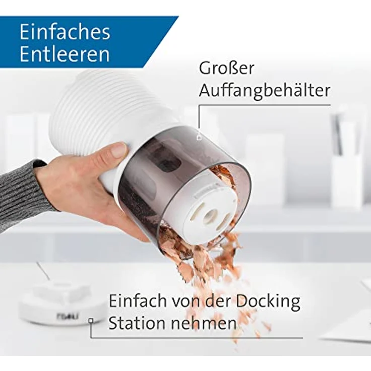 Dahle Elektrische Spitzmaschine 210 (Anspitzer für Stiftdurchmesser 8 mm – 11 mm, Kindersicher nach GS-Standards) Weiß, 20,7 x 10,3 x 10,3 – Bild 4