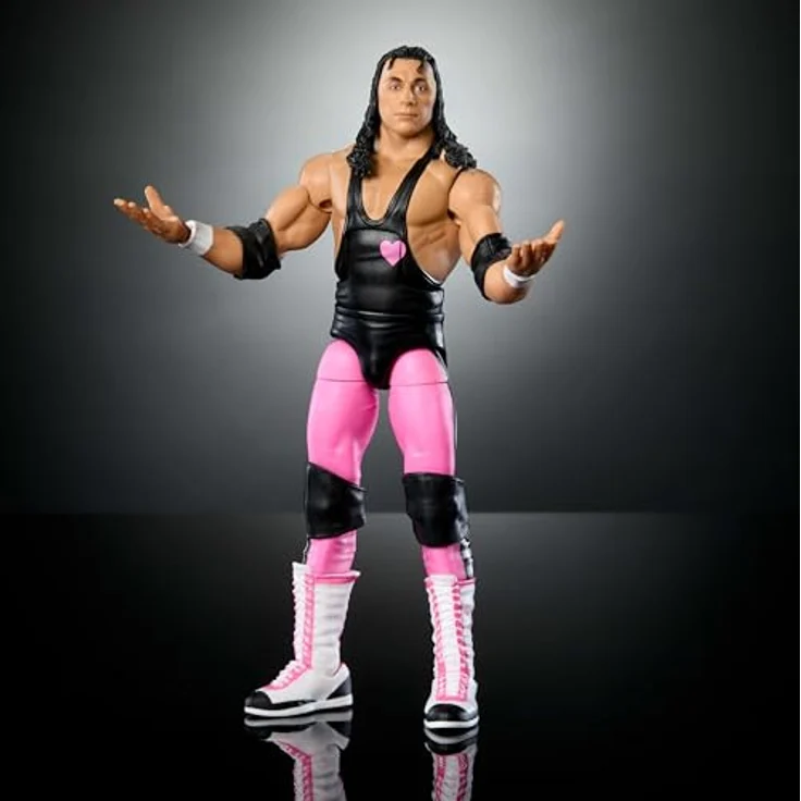 WWE Mattel Elite-Kollektion Bret Hart Actionfigur, Premium-Live-Event Set, Wrestlemania mit Howard Finkel Build-A-Figure-Teilen – Bild 4