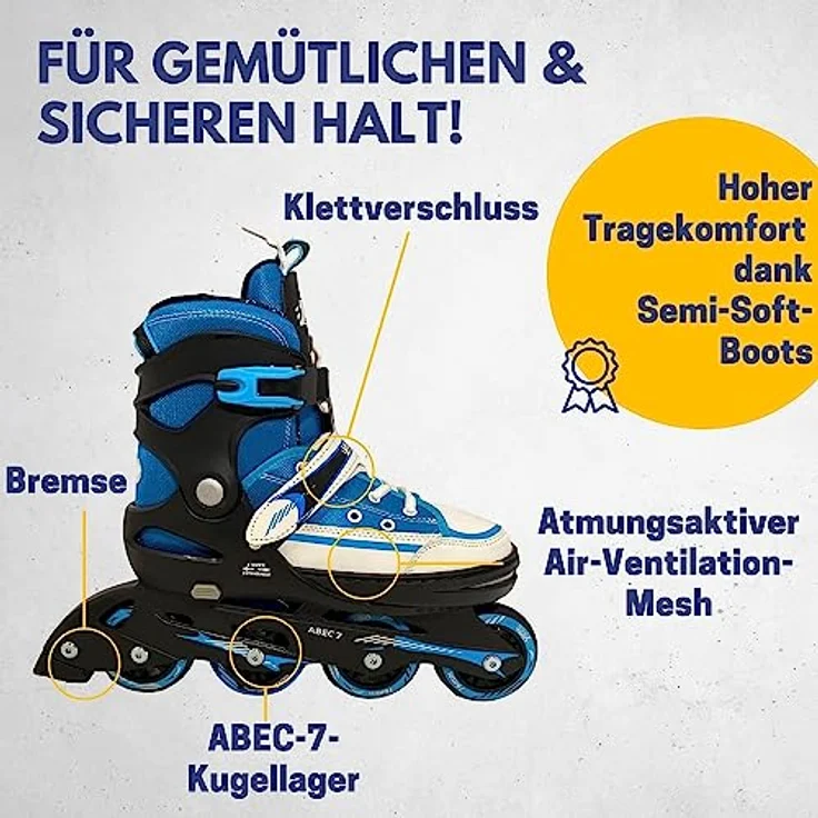 Best Sporting Inline Skates Kinder I Rollschuhe größenverstellbar I robuste Inliner blau/schwarz mit Bremse – Bild 3