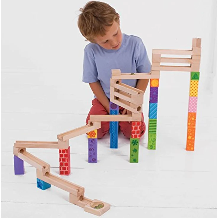 Bigjigs Toys Kugelbahn, 53-teilig, aus hochwertigen Werkstoffen, ab 3 Jahren – Bild 2