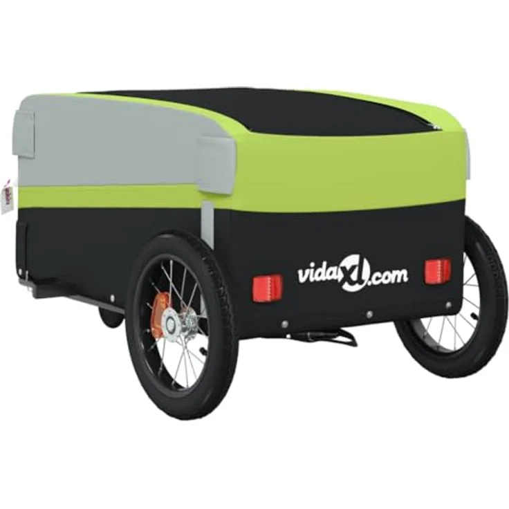 vidaXL Fahrradlastenanhänger Fahrradanhänger Schwarz und Grün 30 kg Eisen, Robustes Material, Praktisches Design, Cleveres Design – Bild 9