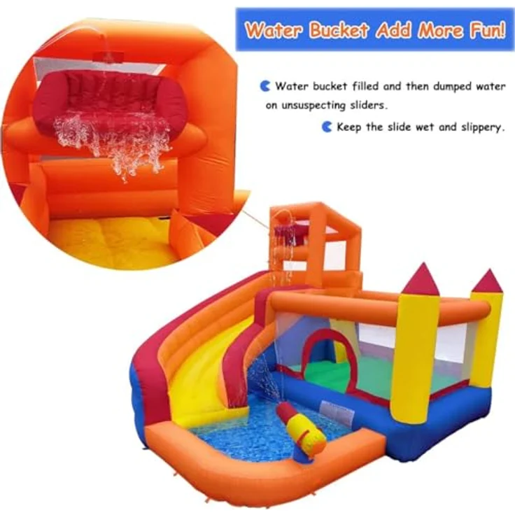 Ballsea Große Hüpfburg mit Gebläse, Trocken-/Wasserrutsche, geeignet für Kinder von 3 bis 10 Jahren, Children's Bouncy Castle for Indoor or Outdoor use 320 x 280 x 232 cm – Bild 5