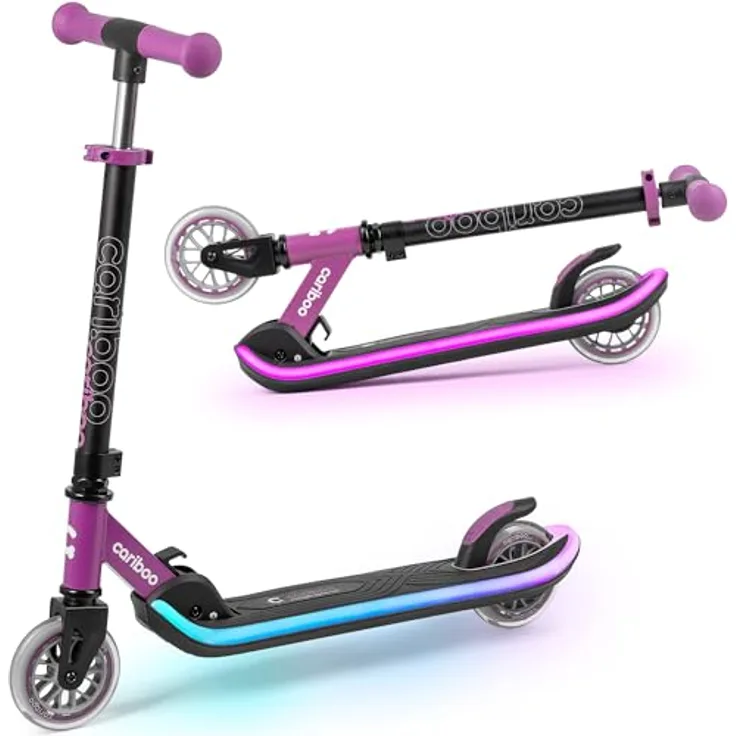 CARIBOO Cariboo LEDStar, Zweirad-Roller mit leuchtendem LED-Trittbrett und 11 Lichtmodi, Bewegungssensor, klappbar
