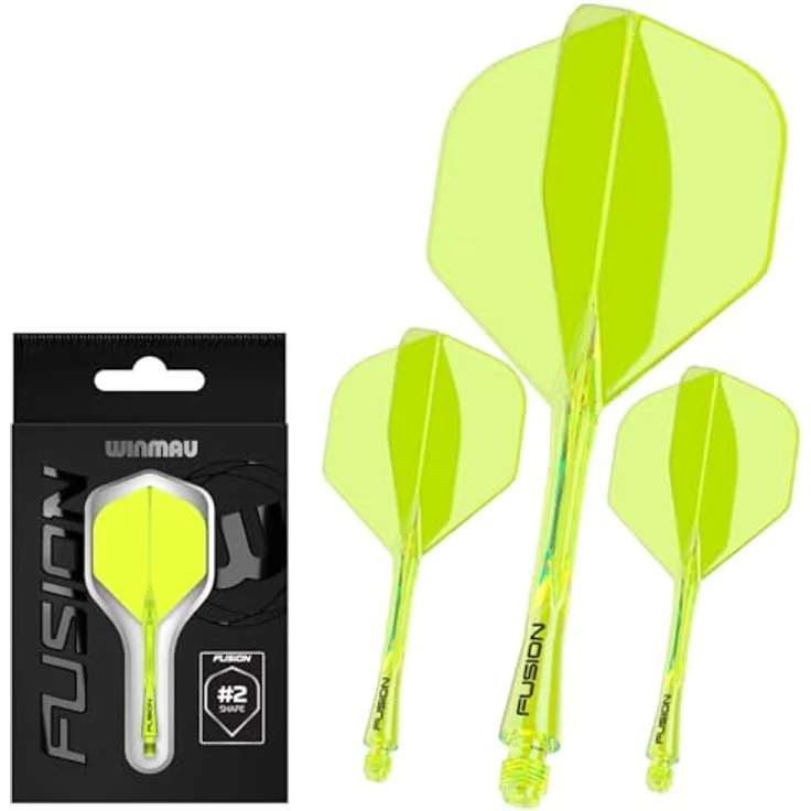 WINMAU Darts Fusion Integrated Flight & Shaft System, No.2 Shape & Design, Gelb, Medium Länge, verbesserte Flugstabilität und außergewöhnliche Haltbarkeit – Bild 1