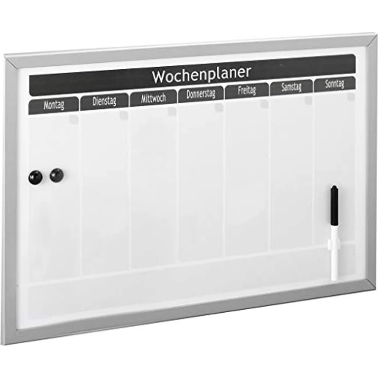 Zeller Present Memoboard Wochenplaner, magnetisch, alugrau, inklusive Stift und Magneten – Bild 2