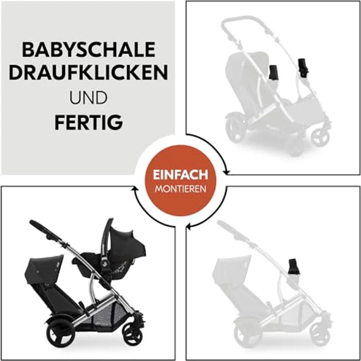 hauck Universal Adapter für Duett 2 und Duett 4 zur Befestigung von Babyschalen (Cybex, Kiddy, Joie, Kinderkraft, Maxi-Cosi), Kinderwagen Reisesystem (Schwarz) – Bild 5