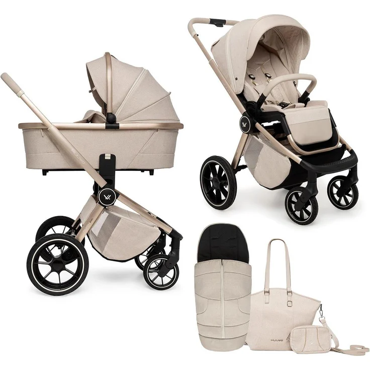 Muuvo Quick SE2 Kombikinderwagen Beige – leichter 2in1/3in1 Kinderwagen mit Babywanne, Sportsitz, All-Terrain-Rädern & umfangreichem Zubehörset