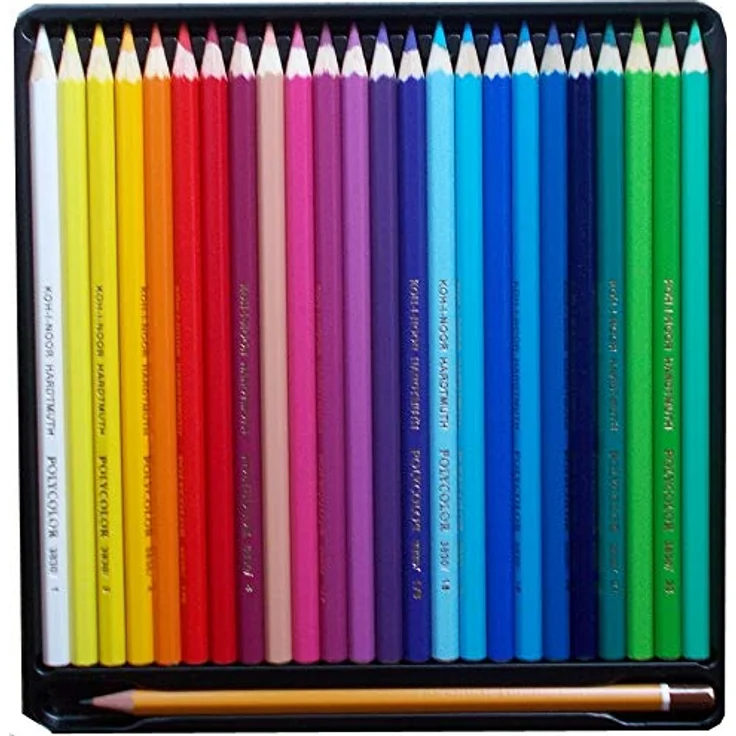 Koh-I-Noor 3837 POLYCOLOR - Künstlerfarbstifte mit Anspitzer und 2 Graphitstiften im Pappetui - Farben sortiert, 72er-Farbset – Bild 3