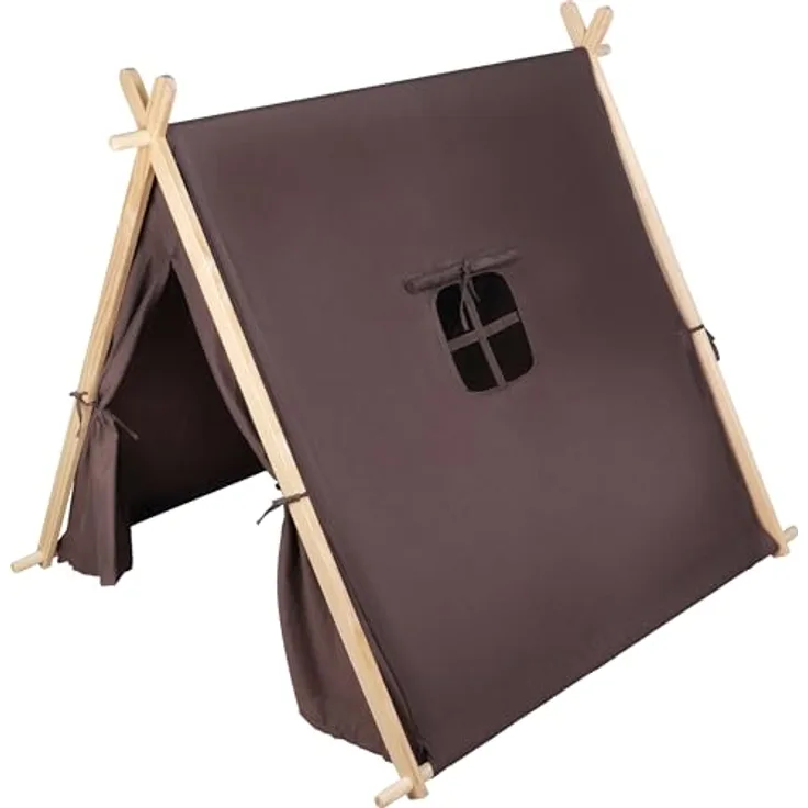 small Foot Spielzelt Taupe 12552, modernes Indoor-Zelt mit geräumigem Innenraum und Fenster, für Kinder ab 2 Jahren