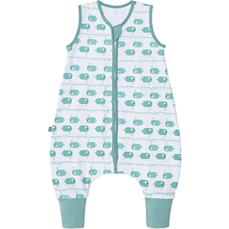 emma & noah Baby Schlafsack mit Füßen 2.5 TOG, Strampelsack für den Herbst und Winter, Bio-Baumwolle, OEKO-TEX Zertifiziert, Kuscheliger Schlafsack für Neugeborere (Wal Blau, 70 cm)