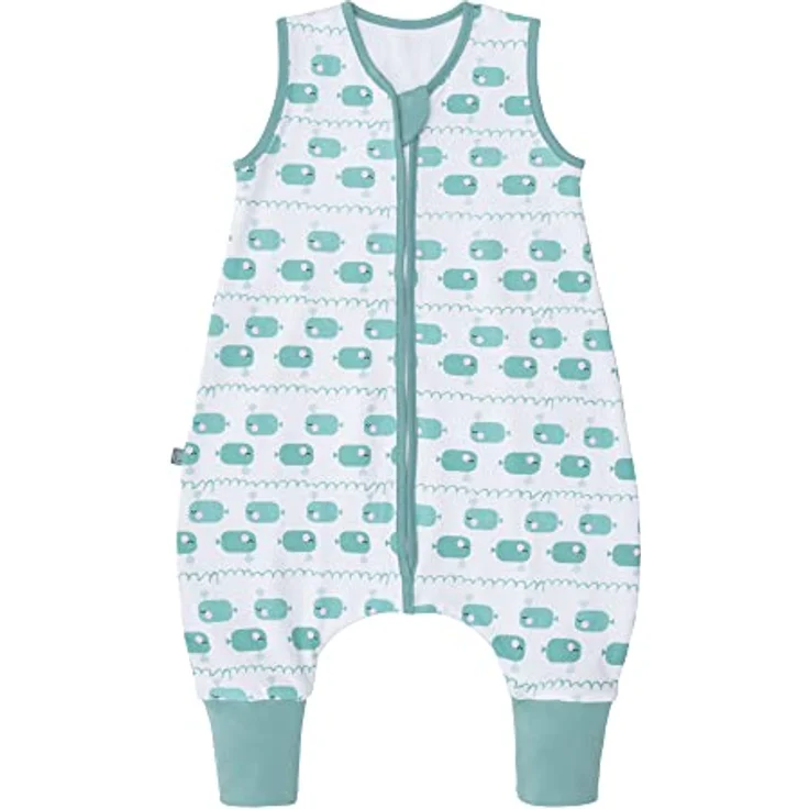 emma & noah Baby Schlafsack mit Füßen 2.5 TOG, Strampelsack für den Herbst und Winter, Bio-Baumwolle, OEKO-TEX Zertifiziert, Kuscheliger Schlafsack für Neugeborere (Wal Blau, 70 cm) – Bild 1