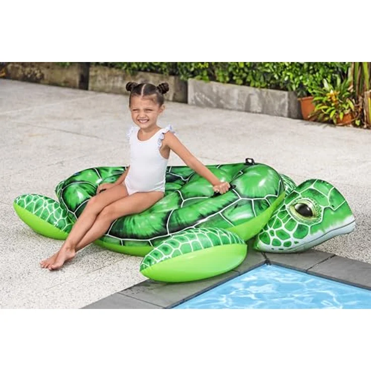 Bestway Schwimmtier Tidal Turtle, 153 x 140 x 38 cm, Schildkröten-Design, PVC, Haltegriffe, Sicherheitsventile, inkl. Reparaturflicken – Bild 3