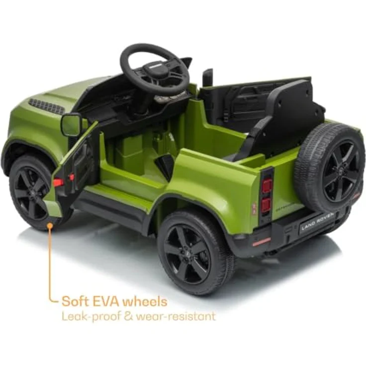 Vrooomy Land Rover Defender 90 Elektro-Kinderfahrzeug 12V mit Fernbedienung, EVA-Rädern, 3-Punkt-Gurt, MP3-Player – Grün – Bild 5