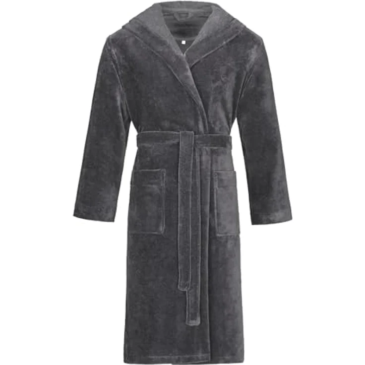 Bugatti Bademantel Herren Kapuze Roberto, Microfaser, graphit, 50% Baumwolle, 50% Polyester – Bild 1
