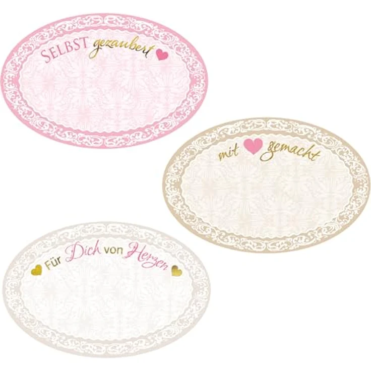 AVERY Zweckform 56861, Selbstklebende Marmeladen Etiketten in Pastell mit Goldprägung, 50 Stück (58x38mm), ablösbar und beschriftbar – Bild 2