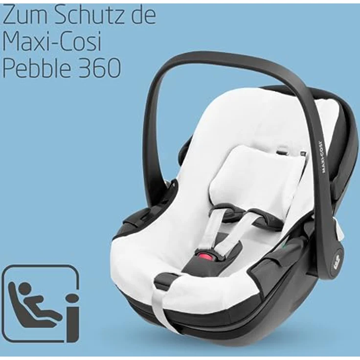 Maxi-Cosi Sommerbezug aus Biobaumwolle für Pebble 360, Babysitzbezug, atmungsaktiv und feuchtigkeitsabsorbierend, maschinenwaschbar, nachhaltige Baumwolle, Naturweiß – Bild 2