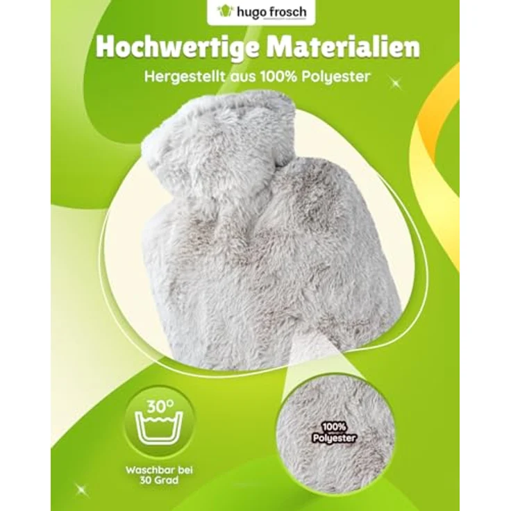 FROSCH Wärmflasche, taupe, abnehmbarer Bezug aus weichem Microfasermaterial, 33 x 20 x 5 cm – Bild 4
