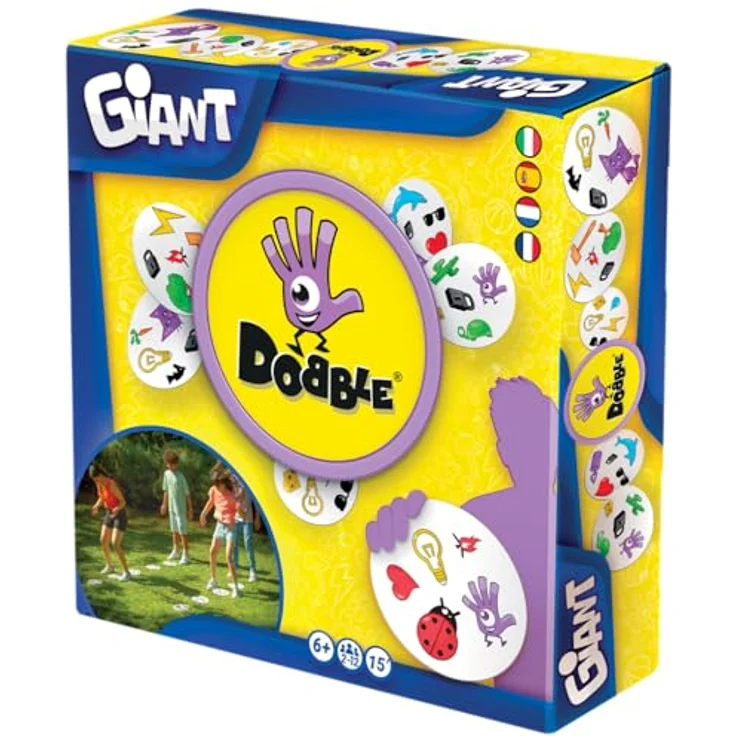 Asmodee Dobble Giant Brettspiel, große Karten Ø 24,5 cm, 4 Mini-Spiele für alle Altersgruppen – Bild 1