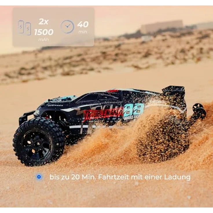 OVERMAX X-Stable RC Monster Truck 4x4 1:10, Metallantrieb, LED-Beleuchtung, 2 Akkus, Öldruckstoßdämpfer, 35 km/h – Bild 10