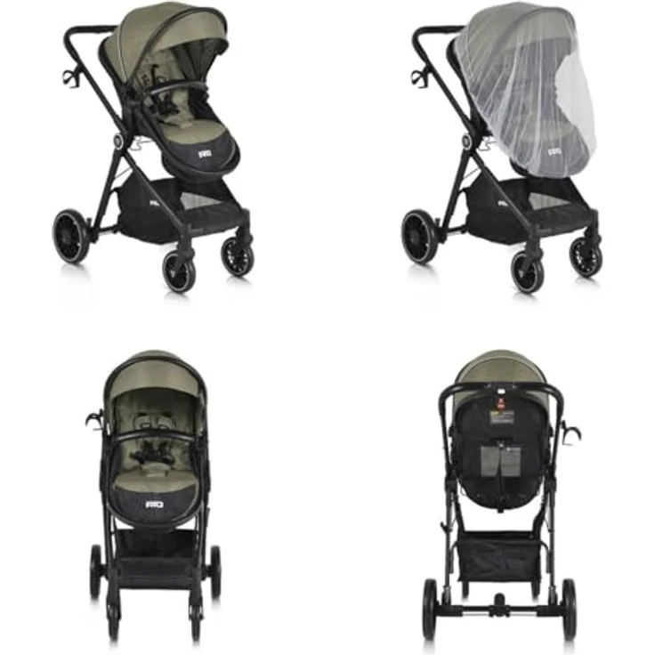 Moni Kombikinderwagen 2 in 1 Rio 22 kg grün, umbaubar, klappbar, großer Korb – Bild 4