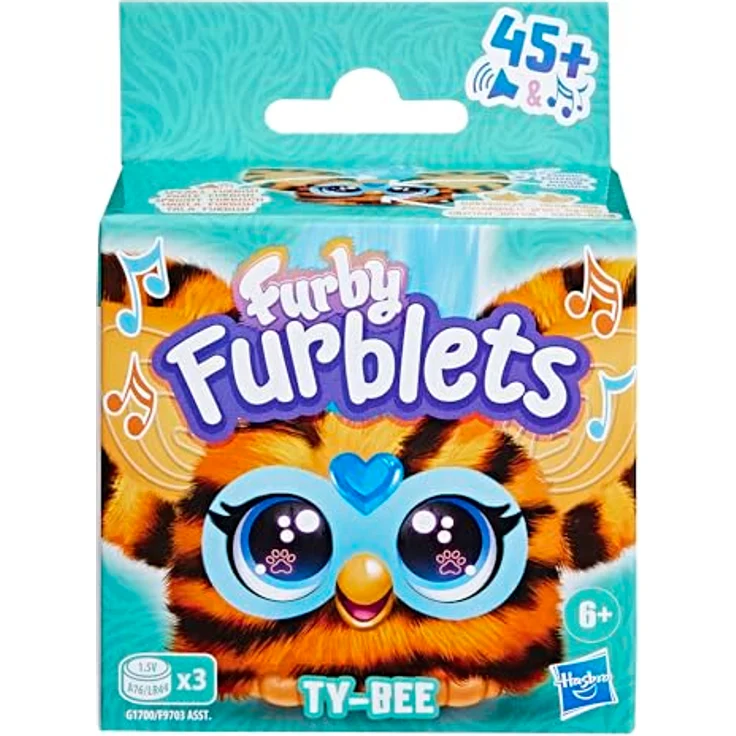 Furby Furblets Ty-Bee, elektronisches Plüschtier mit Tiger-Muster, interaktiv mit Musik, Geräuschen und Schlüsselanhänger, spricht Furbisch, für Kinder ab 6 Jahren – Bild 3