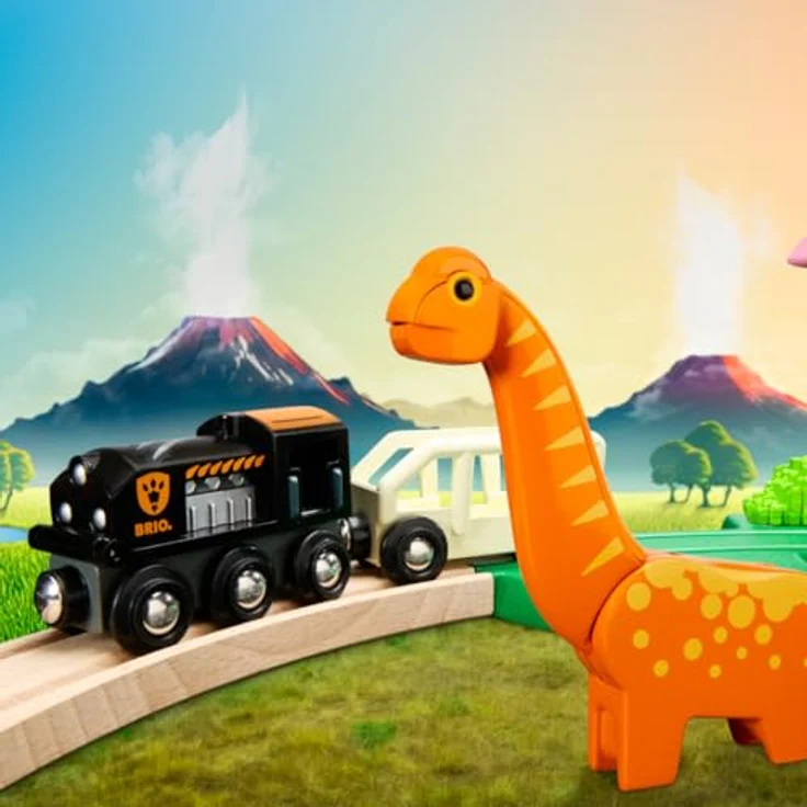 BRIO® Dinosaurier Bahn Set, Spielzeug-Eisenbahn mit 12 Teilen, inklusive Brachiosaurus-Figur und Holzschienen, FSC® zertifiziert – Bild 10