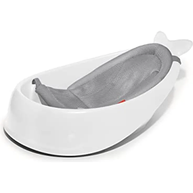 Skip Hop Badewanne Moby, weiß, 3 Stufen, PVC-frei, phthalatfrei, rutschfest, für Neugeborene mit Ablaufstöpsel (von Geburt bis 11 kg)
