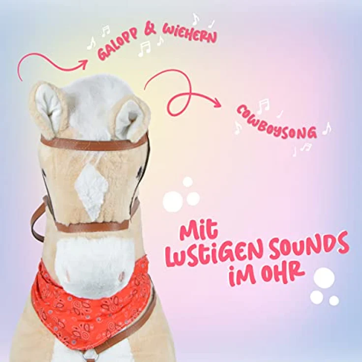 Pink Papaya Giant XXL Kinder Spielpferd zum Reiten Sternchen 125 cm | Plüschpferd | Fast lebensgroßes Pferd zum Reiten für Kinder | Stehpferd bis 100kg belastbar mit Sounds – Bild 3