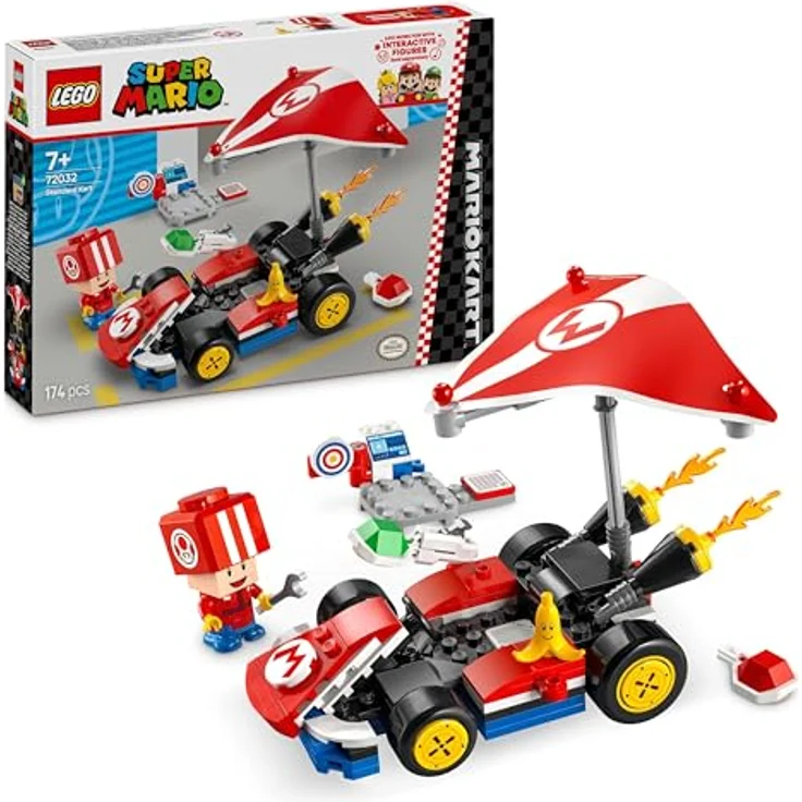 LEGO Super Mario 72032 Kart™ – Standard-Kart Bausatz mit Toad Figur und interaktiven Soundeffekten, Mehrfarbig – Bild 1