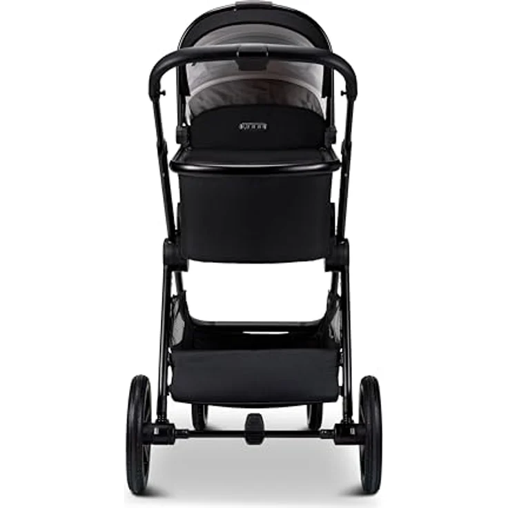 MOON Kombikinderwagen Aura 2 in 1, komfortabel & flexibel, onyx/melange mit Wickeltasche und Regenverdeck – Bild 2