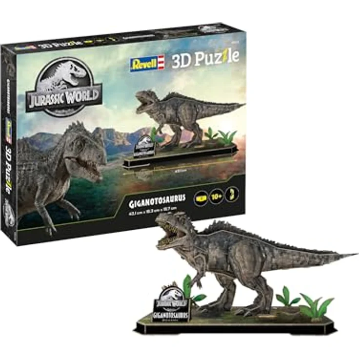 Revell Jurassic World - Giganotosaurus 3D-Puzzle, leicht zusammenzubauendes Modell mit Dioramaplatte, ideal für Dinosaurier-Fans – Bild 1