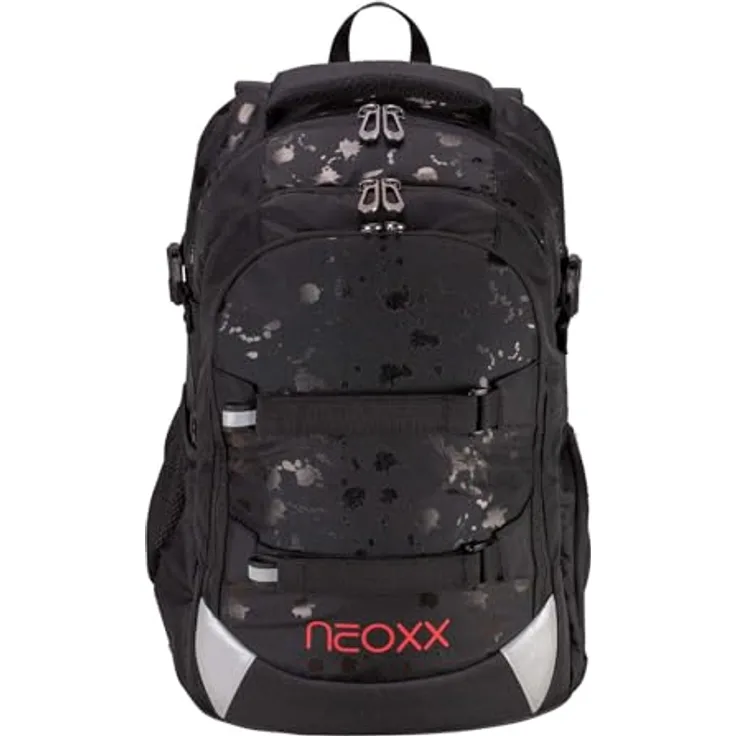 neoxx Active Pro School Backpack Splash In Black, Schulrucksack mit verstellbarem Tragesystem und viel Stauraum, 31 x 45,5 x 21 cm