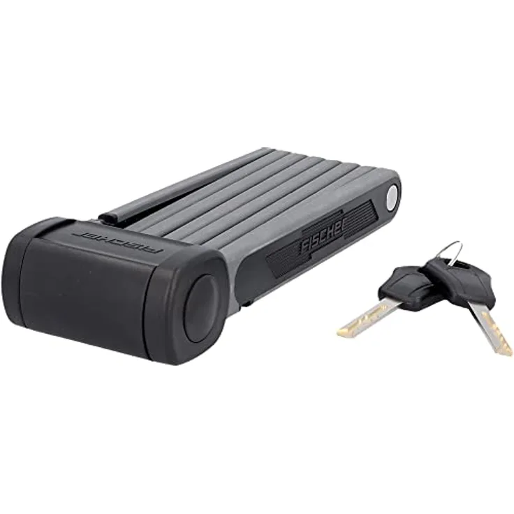 Fischer Faltschloss PROTEC FKS85 Soft-Touch, Fahrradschloss, Faltschloss mit 2 Schlüsseln, 85 cm, schwarz