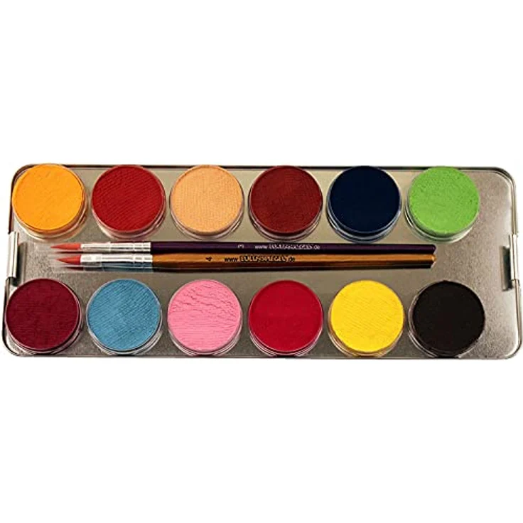 Eulenspiegel 224007 - Profi-Aqua Schminke, 24 Farben, 3 Profi-Pinsel, 3 Schwämme, Metall-Palette – Bild 3