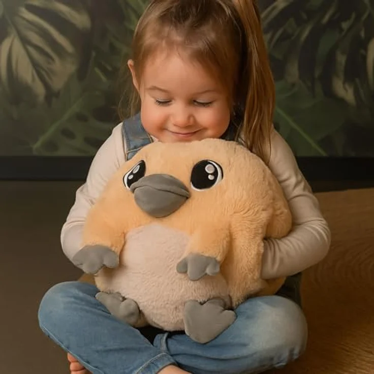 NOXXIEZ Kuscheltier Handwärmer Kissen Schnabeltier aus grauem Plüsch, 35 cm – Bild 2