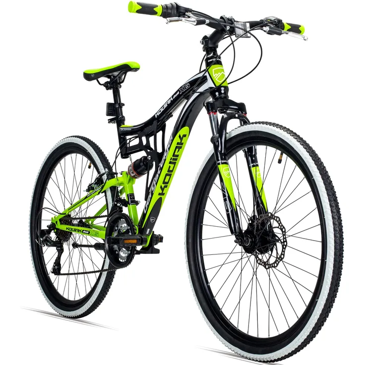 bergsteiger Mountainbike Kodiak 26, 29 Zoll, geeignet ab 150 cm, Damen, Herren, 21 Gang Shimano Tourney RD-TY300 Schaltwerk, Kettenschaltung, V-Bremse & Scheibenbremse, in Blau